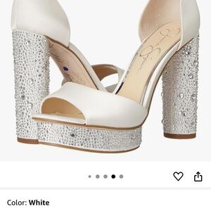 Jessica Simpson White Crystal Embellished Heels